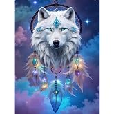 Wolf Dreamcatcher Diamond Art Kits for Adults, 5D Diamond Painting Kits | DIY Round Full Drill,Easy Diamond Dots Gem Art for Beginners, Relaxing Craft for Home Wall Decor, 12x16 Inch
