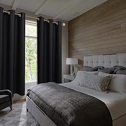 Diraysid Black Grommet Blackout Curtains for
