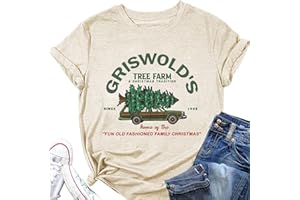 AODDUZZA Griswold's Tree Farm Shirt Women Funny Christmas Tree Graphic Tshirt Festival Git Xmas Vacation Tops