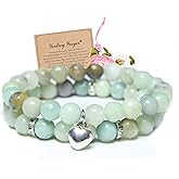 GDLKPYHS 2Pcs Healing Crystal Bracelets for Women Handmade Beaded Bracelet Healing Prayers Crystal 8mm Natural Stone Beads Bracelet Stress Relief Get Well Soon Gifts