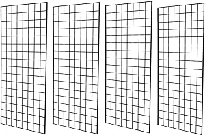 NEESEEYEE Commercial Grade Gridwall Panels – Heavy Duty Grid Panel for Any Retail Display, 2’ Width x 4’ Height, 4 Gridwall Panels Per Carton (Black Finish)