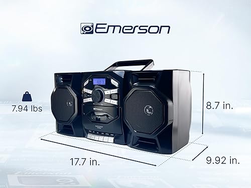 Emerson Portable CD Player Boombox with Cassette Player, Tape