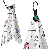 Magnetic Golf Towel for Golf Bags Microfiber Fabric Waffle Pattern Towels for Men or Women, Magnet Golf Towel with Heavy Duty Carabiner Clip Golf Accessories (Golf Carts)