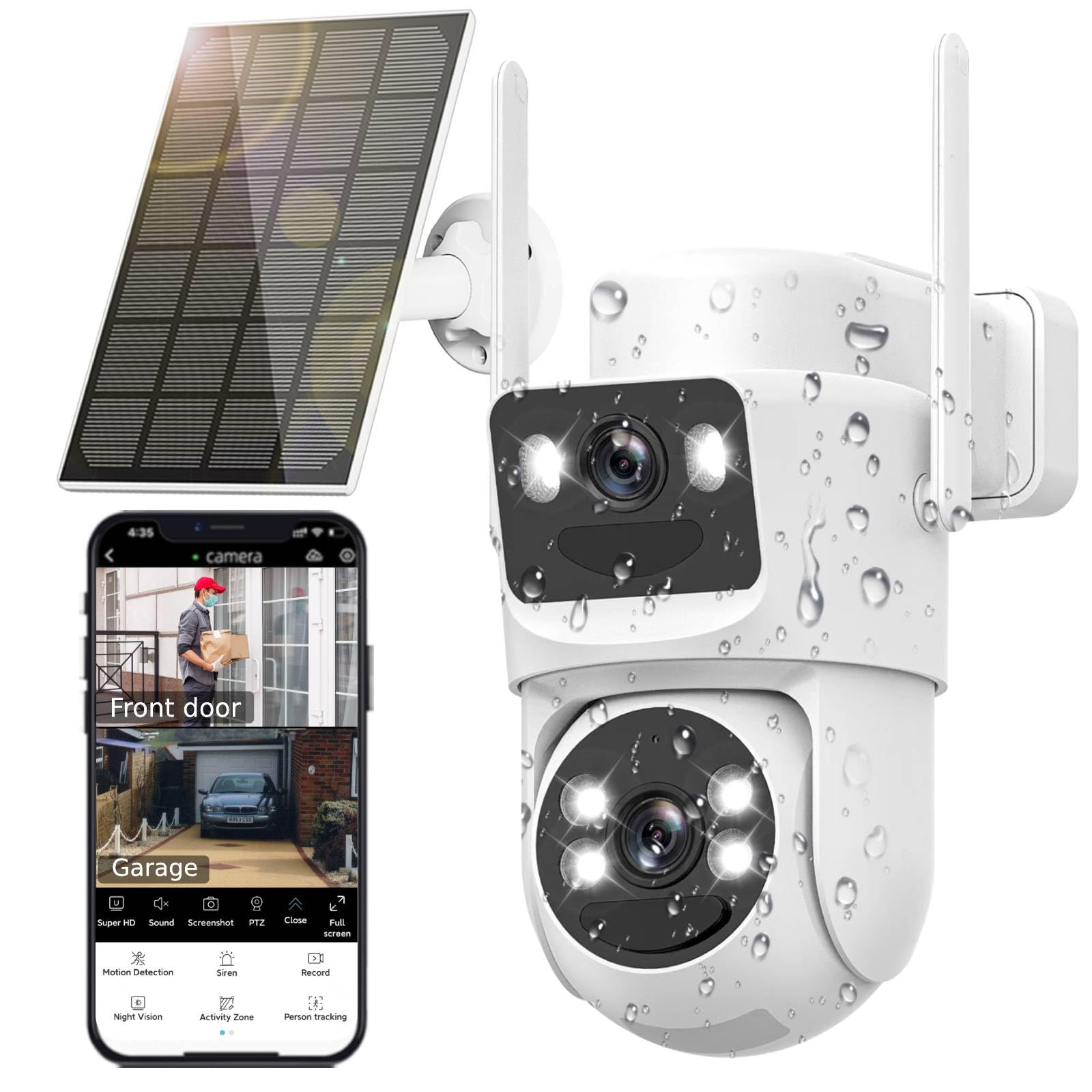 Photo 1 of Kurain 6MP Solar Security Cameras Wireless Outdoor, 5ghz & 2.4ghz WiFi 6, Panoramic & Tracking Dual Lens 2-in-1 Home Security Camera with Color Night Vision/PIR Motion Alarm/Human Tracking/360°PTZ