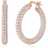 CiNily Hoop Earrings for Women Hypoallergenic, 14K Gold Plated 925 Sterling Silver Lightweight Mult-colors Crystal CZ Chunky Open Hoops Earrings Jewelry Gifts for Sensitive Ears 28mm/1.2"
