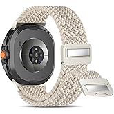 HSWAI Magnetic Braided Watch Bands Compatible with Samsung Galaxy Watch 8 Band 40mm 44mm/Galaxy Watch 8 Classic 46mm, Loop Stretchy Nylon Elastic Fabric Strap Wristbands for Women Men