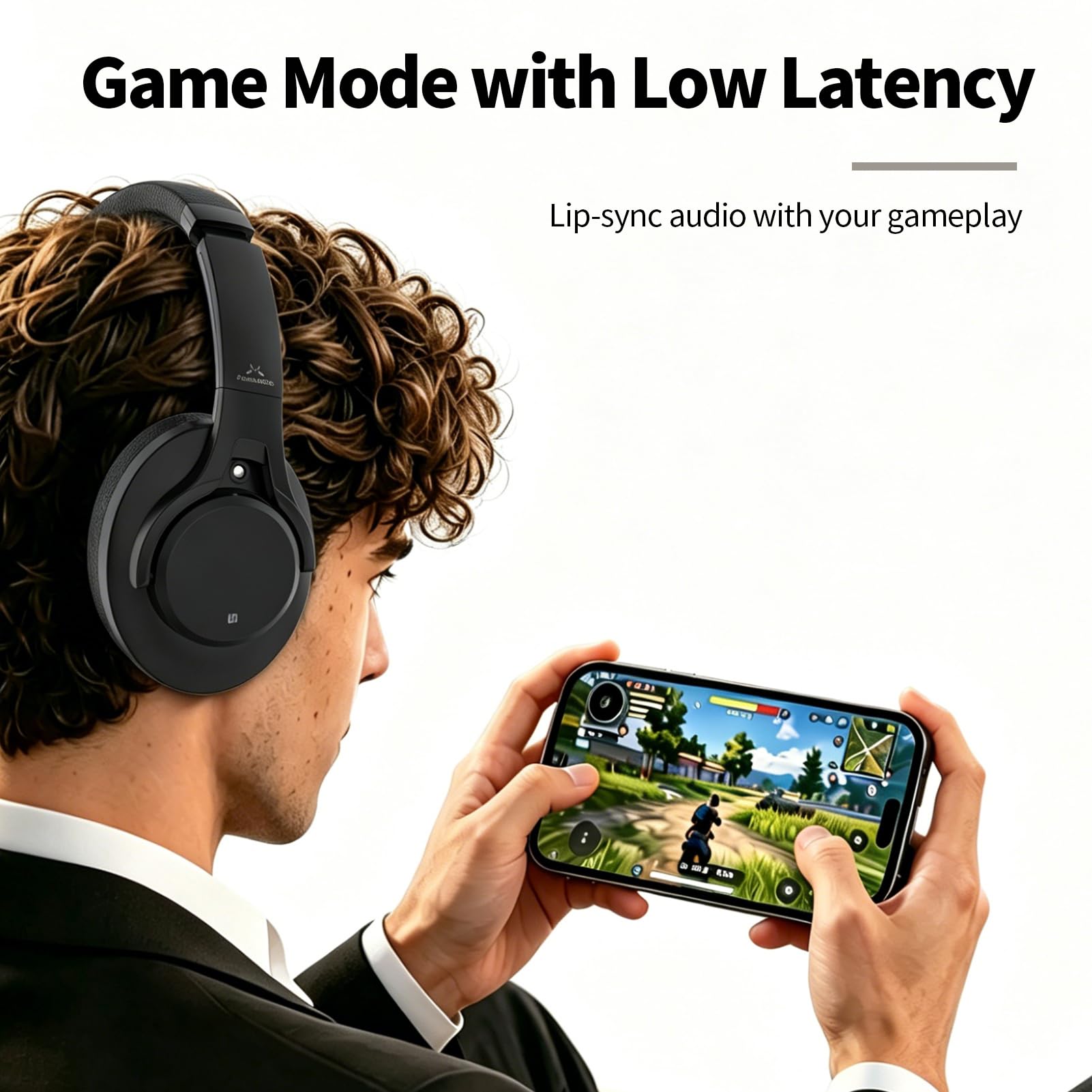 SoundMAGIC P58BT ANC Over Ear Hybrid Active Noise Cancelling Bluetooth Kopfhörer mit CVC Rauschunterdrückung, immersives Audio, niedrige Latenz, Schwarz 9