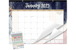 bloom daily planners 2025 Desk Calendar - 21" x 16" Large Monthly Organizer Pad with Stickers (January 2025 - December 2025) Desktop Blotter - Watercolor