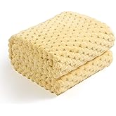 Excervent Flannel Fleece Throw Blanket (50x40 inches), Hexagon Jacquard Decorative Fuzzy Warm Blankets for Kids, Super Soft Cozy, Suitable for All Seasons, Light Yellow