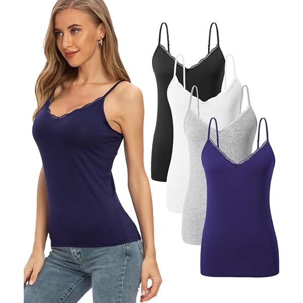 Vislivin Plain Camisole for Women Lace Tank Tops V Neck Adjustable