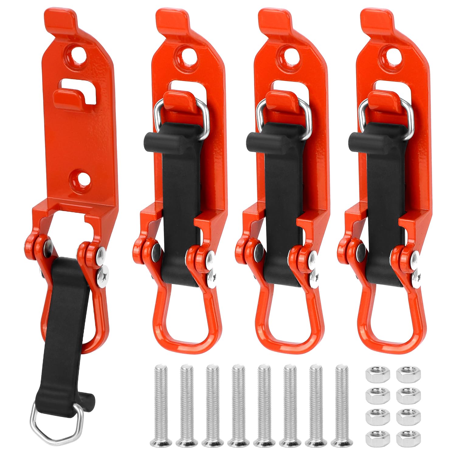QWORK® 4 Pack Shovel Holder, Shovel Mount for Roof Rack, Orange, with Screws and Nuts