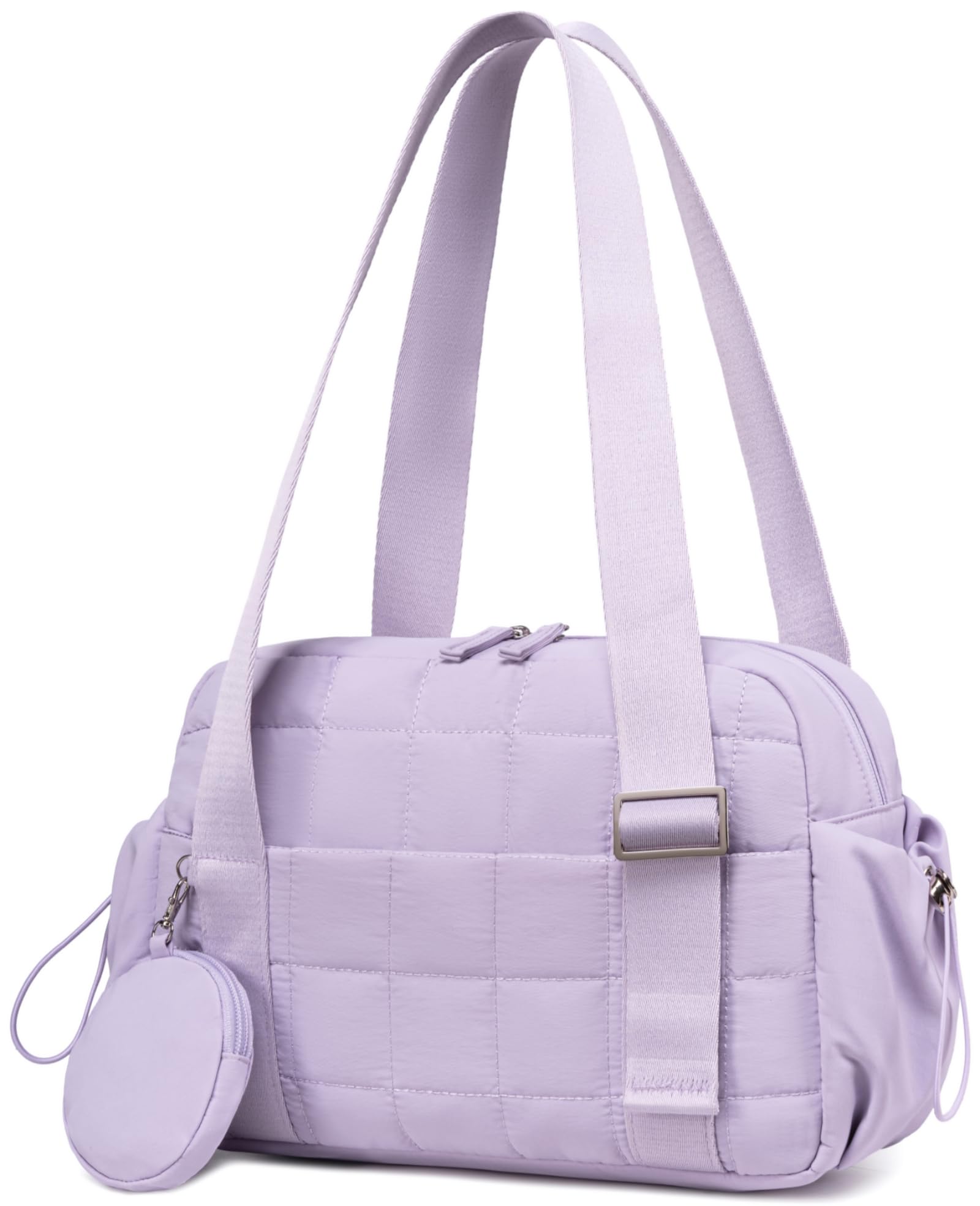Photo 1 of CAMTOP Mini Gym Bag for Women, Small Gym Tote Bag Puffy Quilted Sports Duffel Bag with Wet Compartment and Coin Purse Duffel Bags Dance Yoga Workout Bag (Purple)
