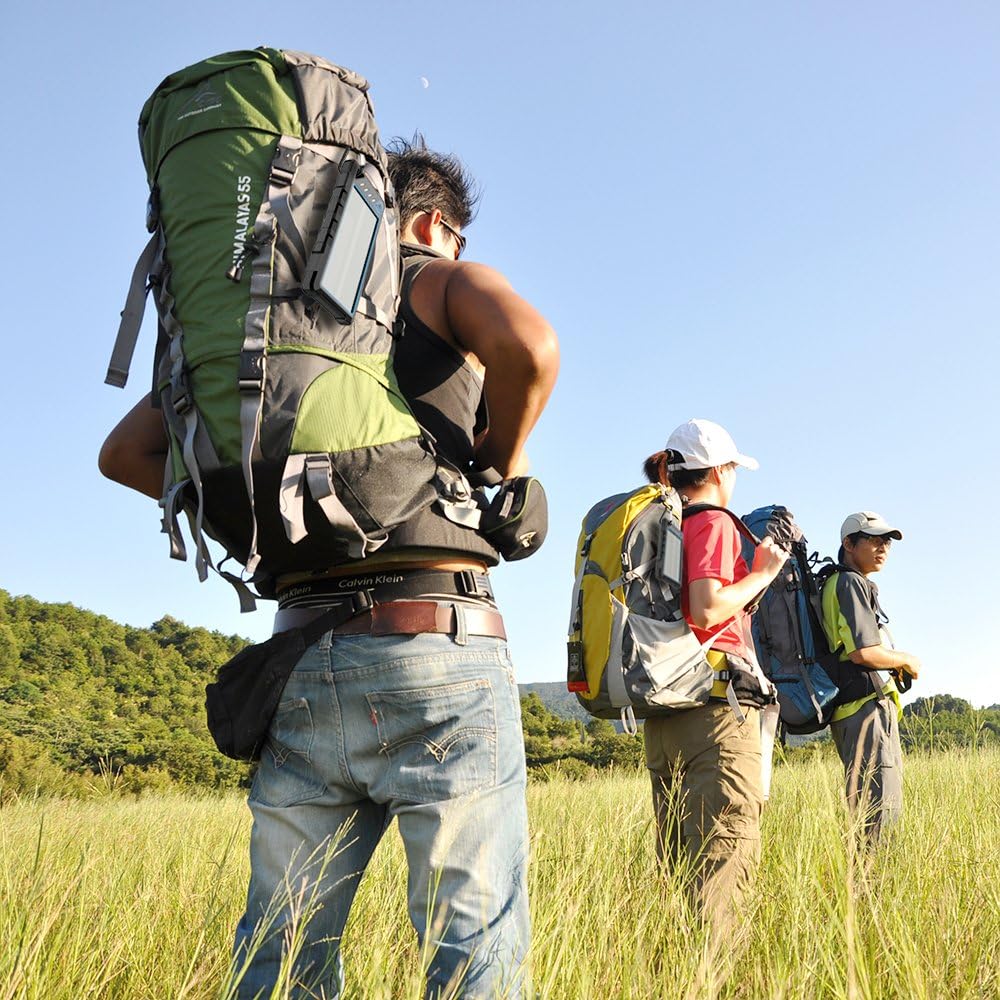 Portable Solar Charger, BEARTWO 10000mAh Ultra-Compact External Batteries with Dual USB Ports, Solar Power Bank with Flashlight for Camping, Outdoor Activities