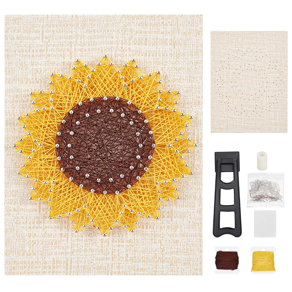 WEBEEDY DIY String Art Craft Kit for Adults Beginners Sunflower String Art Kit DIY Craft Kit Art Supplies Craft Projects Winding Drawing Package Set Unique Gift Wall Decor
