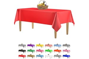 HSGUS 14 Pack Premium Red Plastic Tablecloth - 54 x 108 in. Disposable Rectangle Plastic Table Cloth - Decorative Rectangle Table Cover Smooth Tablecloth - Disposable Table Cloths For Parties, Weddings