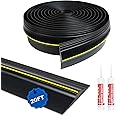 DGSL Universal Garage Threshold Seal Strip with Sealants/Adhesive, 20FT Waterproof Door Bottom Rubber, DIY Weather Stripping Replacement, Black