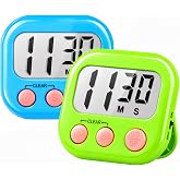 Timer for Kids Digital Kitchen Timers for Cooking- 2 Pack Blue Green | Countdown Timer for Classroom Study Exercise Teacher Supplies, Strong Magnetic, Loud Alarm, Large Screen, Fast Reset, Memory