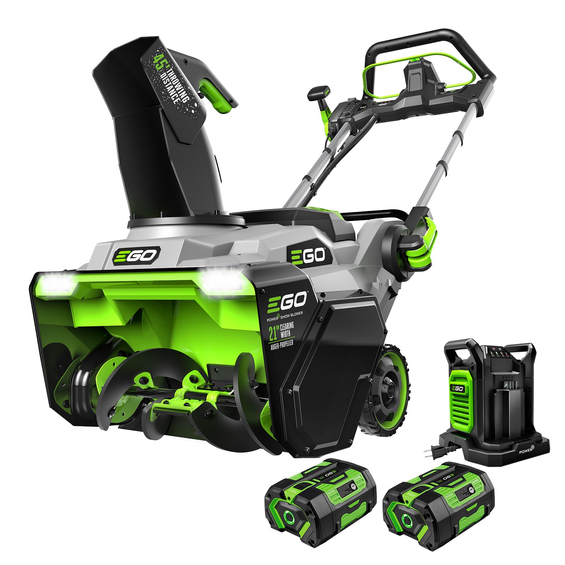 Photo 1 of EGO Power+ 21" Electric Snow Blower, Cordless Auger-Propelled, Includes (2) 56 V 7.5Ah Batteries and Dual Port Charger - SNT2125AP