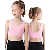 iMucci Sports Bra for Girls U-Shaped Training Bra with Removable Pads Scoop Neck for Teens Kids Yoga Sports Dance Bra