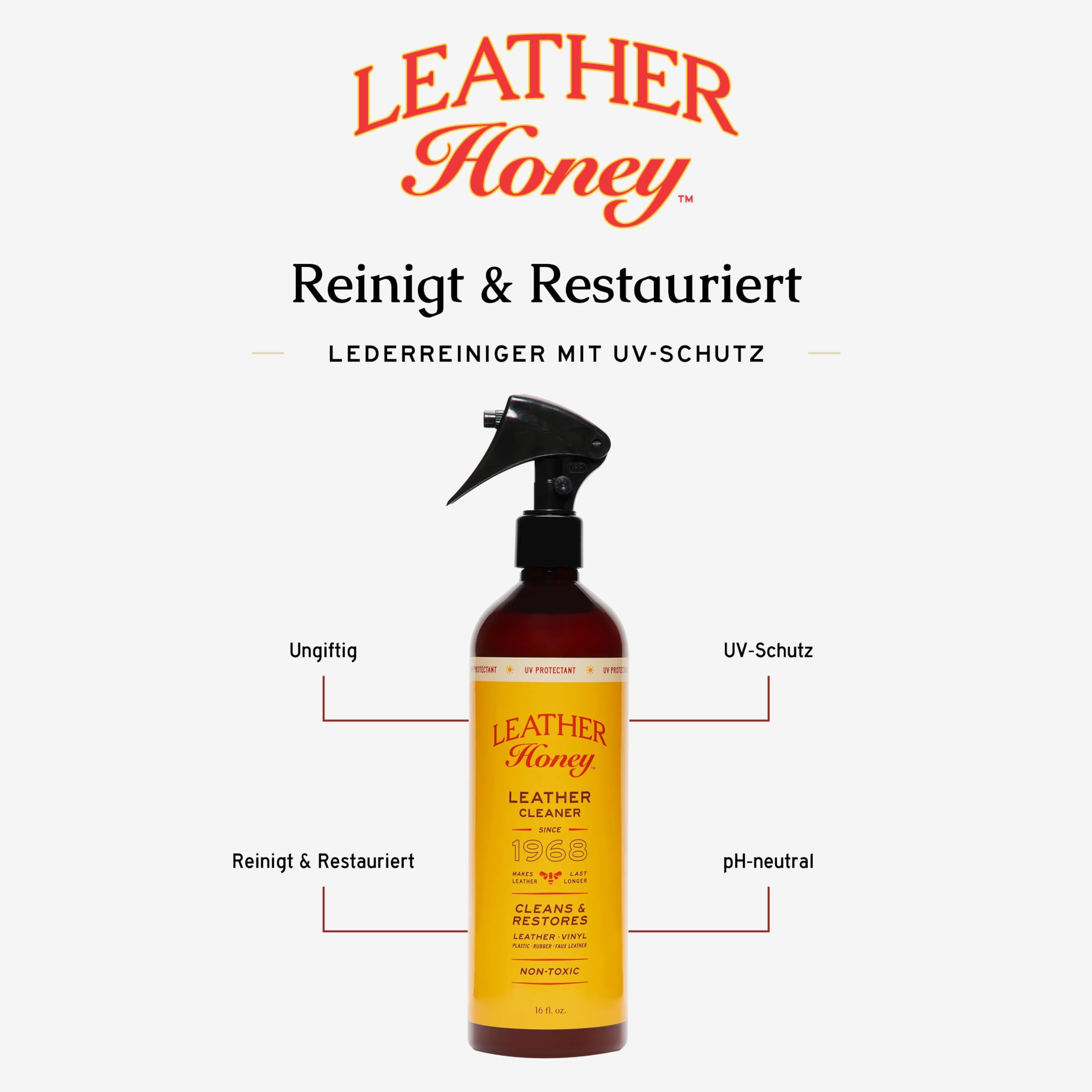 LEATHER Honey Lederreiniger, Premium-Lederreiniger für Kunstleder und Lederkleidung, Möbel, Autoinnenraum, Schuhe und Accessoires, muss Nicht verdünnt Werden, gebrauchsfertig, 236ml Flasche 7