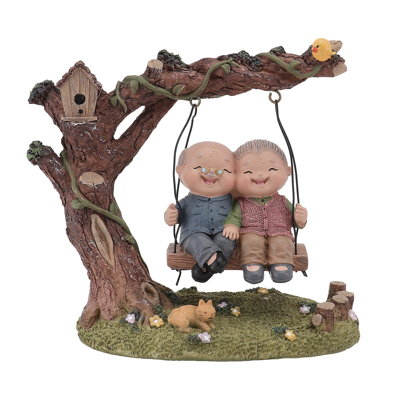 Angoily Couple Anniversary Figurine for Romantic Valentine's Day Wedding, Engagement Willow Tree Couple Sculpture in Loving Together Elderly Miniature Statue for Grandparents Parents