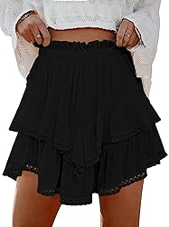 Lepunuo Womens Shorts High Waisted Skorts Flowy