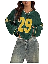 BEAUDRM Women's Y2k Jersey Shirt Oversized Graphic