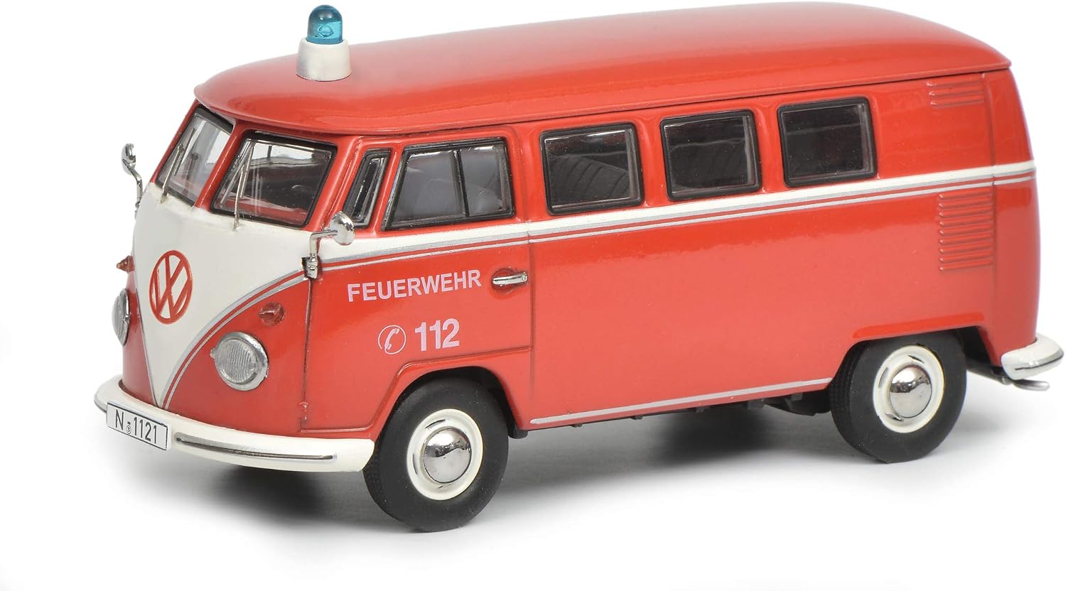 Schuco 450368800 VW T1 Bus Fire Brigade with Blue Light Model Car 1:43 White/Red
