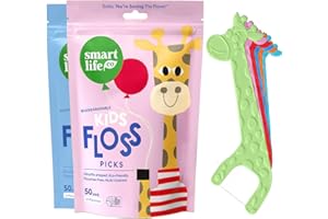 SmartLifeco Eco-Friendly Kids Flossers (100ct) - The Original Straw Wheat Dental Floss Picks For Children, Fluoride & PFA Free, Toothpick Flossing Sticks For Toddler Teeth, No Shred Thread, Unflavored