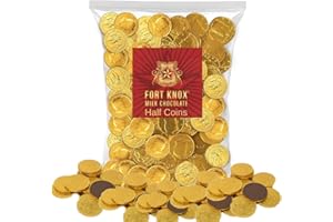 FORTKNOX Holiday Gold Half Dollar Chocolate Coins 1LB. Milk Chocolate Coins for Birthdays, Christmas, Halloween or any ocasion. Half Dollar Gold Foil Coins, Pieces Individually Wrapped (1 Pound)