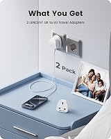 LENCENT UK to Europe Plug Adapter Type E/F Grounded 2P EU Travel view 8