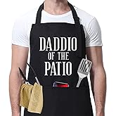 Miracu Grill Apron for Daddy, Daddio of The Patio, Dad Gifts from Daughter Son, Funny Fathers Valentines, Birthday Gifts for Dad, Best Step Daddy, Father in Law - Papa Aprons for Grilling BBQ Cooking