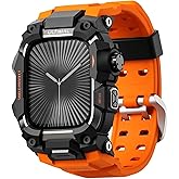 ULTIMAL Rugged Case with Band for Apple Watch 46mm,Compatible with Apple Watch Series 11/10, Military Grade Shockproof Bumper Cover for iWatch Tactical Band Men (Orange, 46mm)