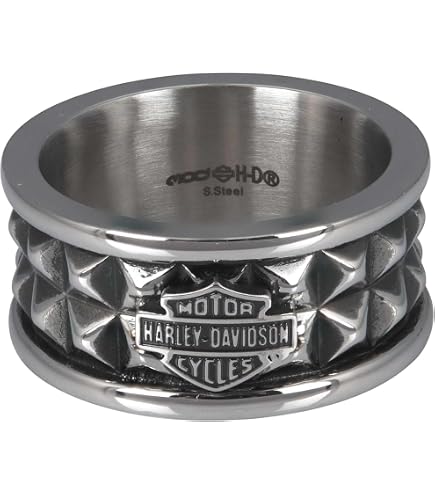Harley-Davidson Men's Textured Flames Bar & Shield Stainless Steel