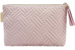 BAGSMART Small Cosmetic Bag, Elegant Roomy Makeup Bags,lipstick pouch,Zipper Pouch,Great Gifts for Women,Travel Waterproof Toiletry Bag Accessories Organizer Gifts (Pink-1 pcs)
