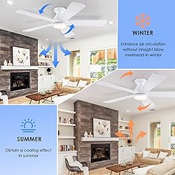 BYKISTOK 52" Flush Mount RGB Ceiling Fans with