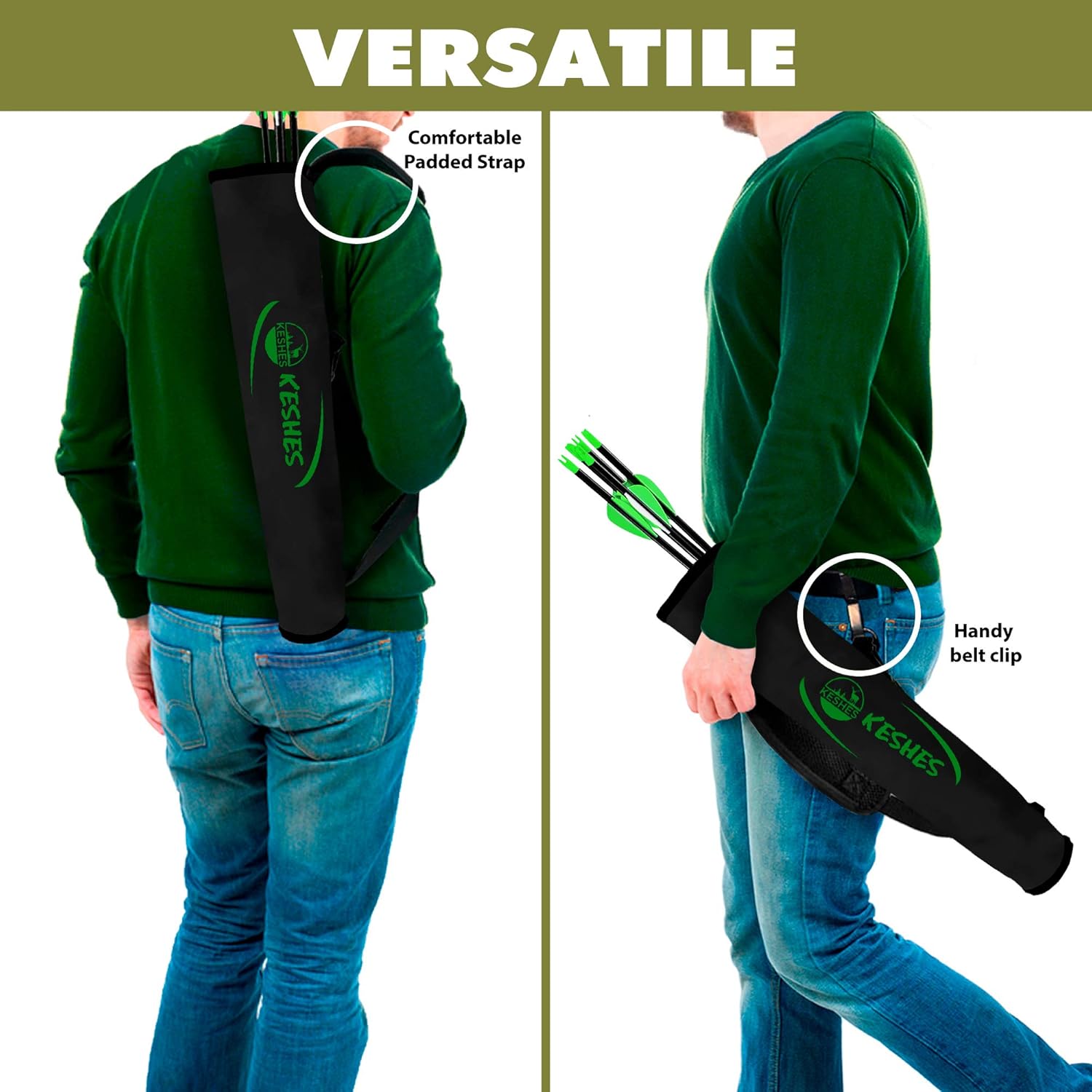 KESHES Archery Back Arrow Quiver Holder - Adjustable Quivers for Arrows, for Bow Hunting and Target Practicing; Youth and Adults (Black) : Sports & Outdoors