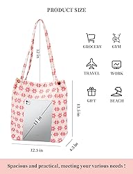 TOPASION Cute Corduroy Tote Bag Canvas Shoulder