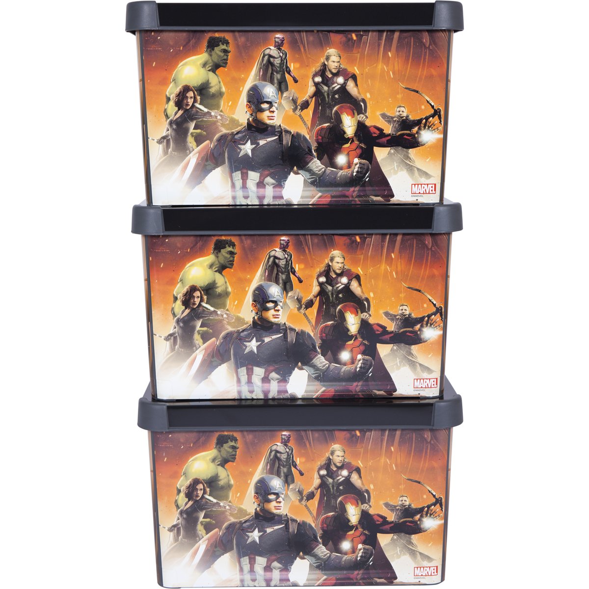 Pack of 3 Marvel Avengers Stackable Storage Boxes For Toys Games