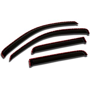 in-Channel Car Window Rain Guards Compatible with Dodge Dakota Quad Cab 2000-2004 | Tape-On | Rain S...