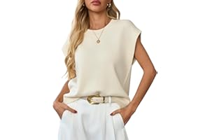 GREAIDEA Womens Sleeveless Sweater Vest Crewneck Cap Sleeve Knit Tops Trendy Summer Fall Business Casual Shirts Tank Top