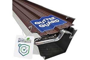 FlowGuard High Clearance Premium 50-Year Gutter Cover System - Brown 5 Inch Aluminum Gutter Guards, 125 Feet - by FlexxPoint
