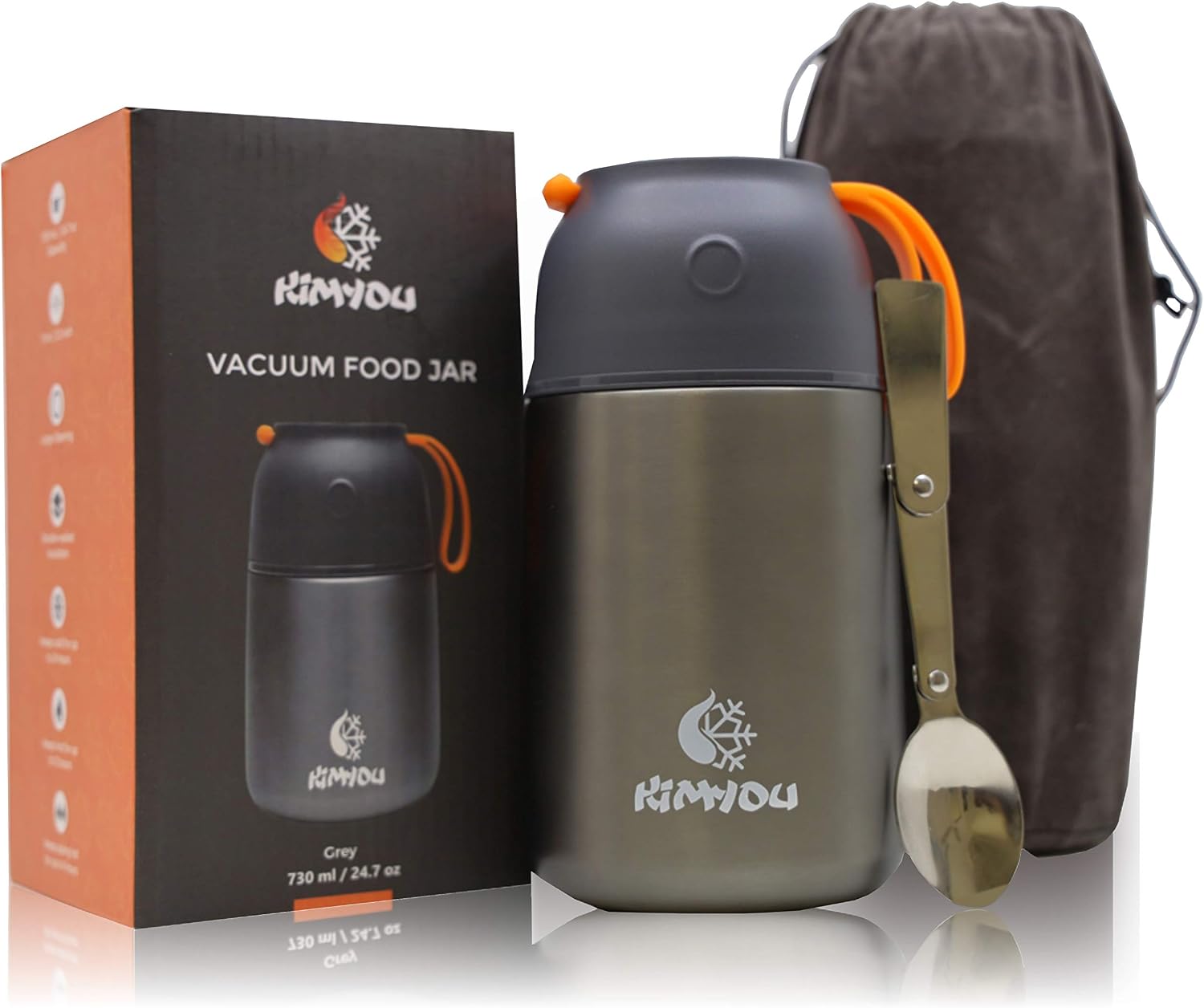 Kimyou food flask 730 ml, Grey, 730ml