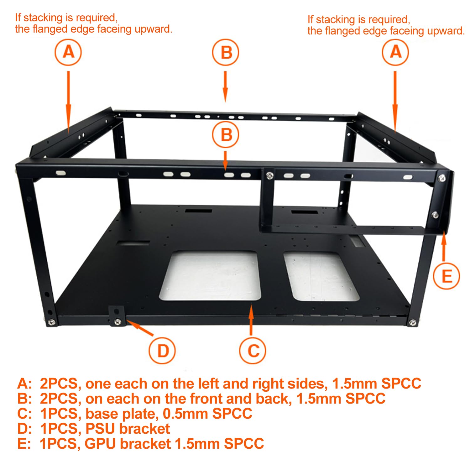 PC Test Bench,Open Air PC Case,Open Frame Computer Chassis, DIY Stackable Techbench Server Rack Mount PC Case for ATX MATX ETAX X79 X99 X10DRL-I X12DPI-N6 Micro ATX Motherboards