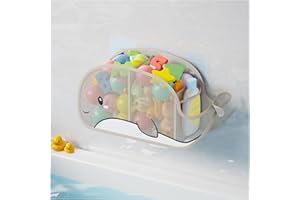 Austion Quick-Drying Baby Bath tub Toy Organizer Storage for Bathroom, Large-Capacity mesh Bath Toy Holder for Bathtub, Convenient for Quick Access, Whale-Shaped Design (Gray)