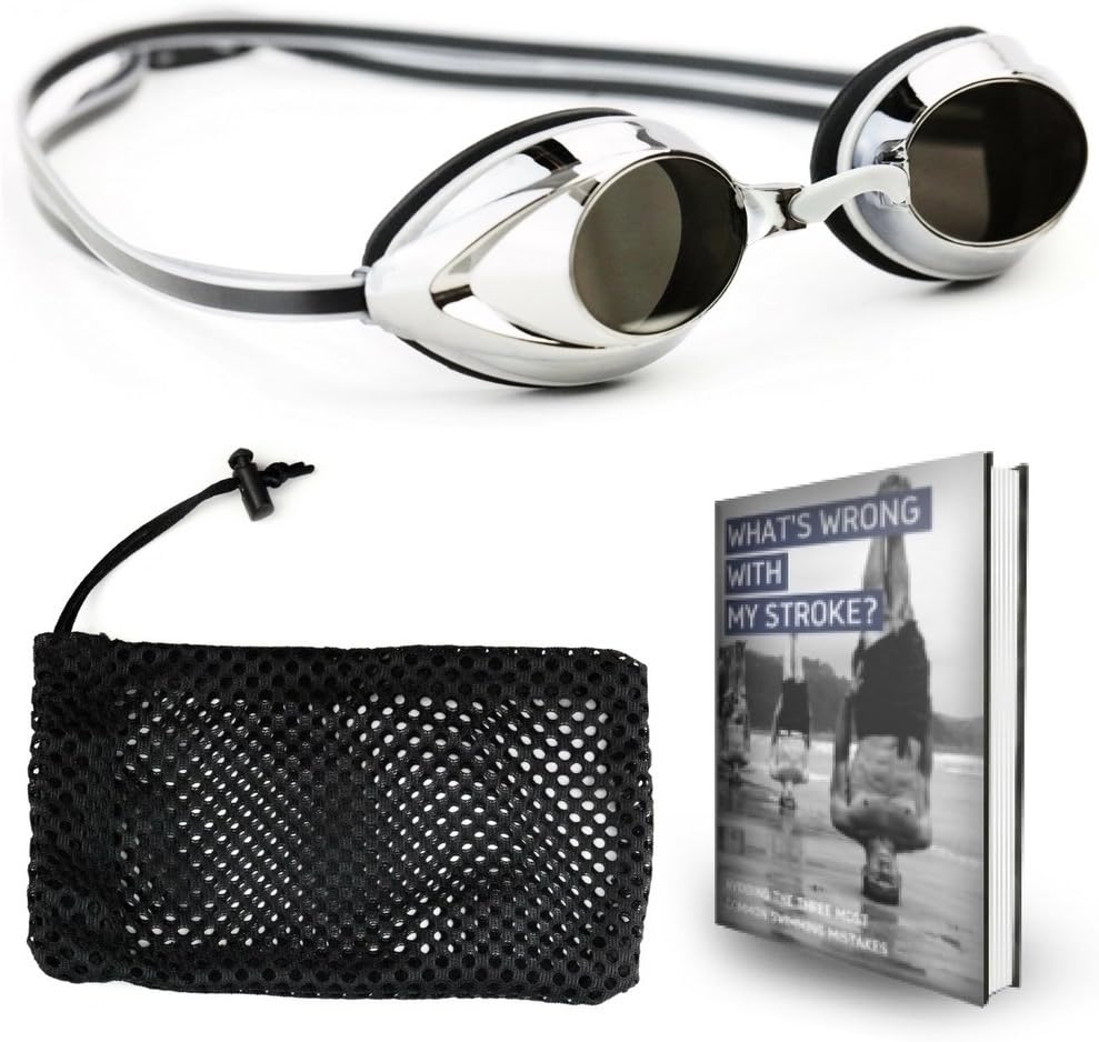 Start Smart Mirrored Swim Goggles Designed for Speed, Comfort, and You in Mind - with Anti-Fog Technology and UV-Protection for Men & Women – Free Bonus Mesh Storage Bag and an E-Book