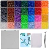 Fuse Beads Kit, 28 Colors 2.6mm Set, Mini Ironing Melting Beads for Pixel Art, DIY 3D Puzzles, Handmade Decorations Gifts with Accessories (2.6MM)