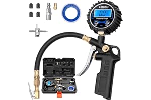 AstroAI Digital Tire Pressure Gauge with Inflator, 3-250 PSI Air Chuck & Compressor Accessories Heavy Duty with Quick Connect Coupler, 0.1 Display Resolution (Standard with Case)