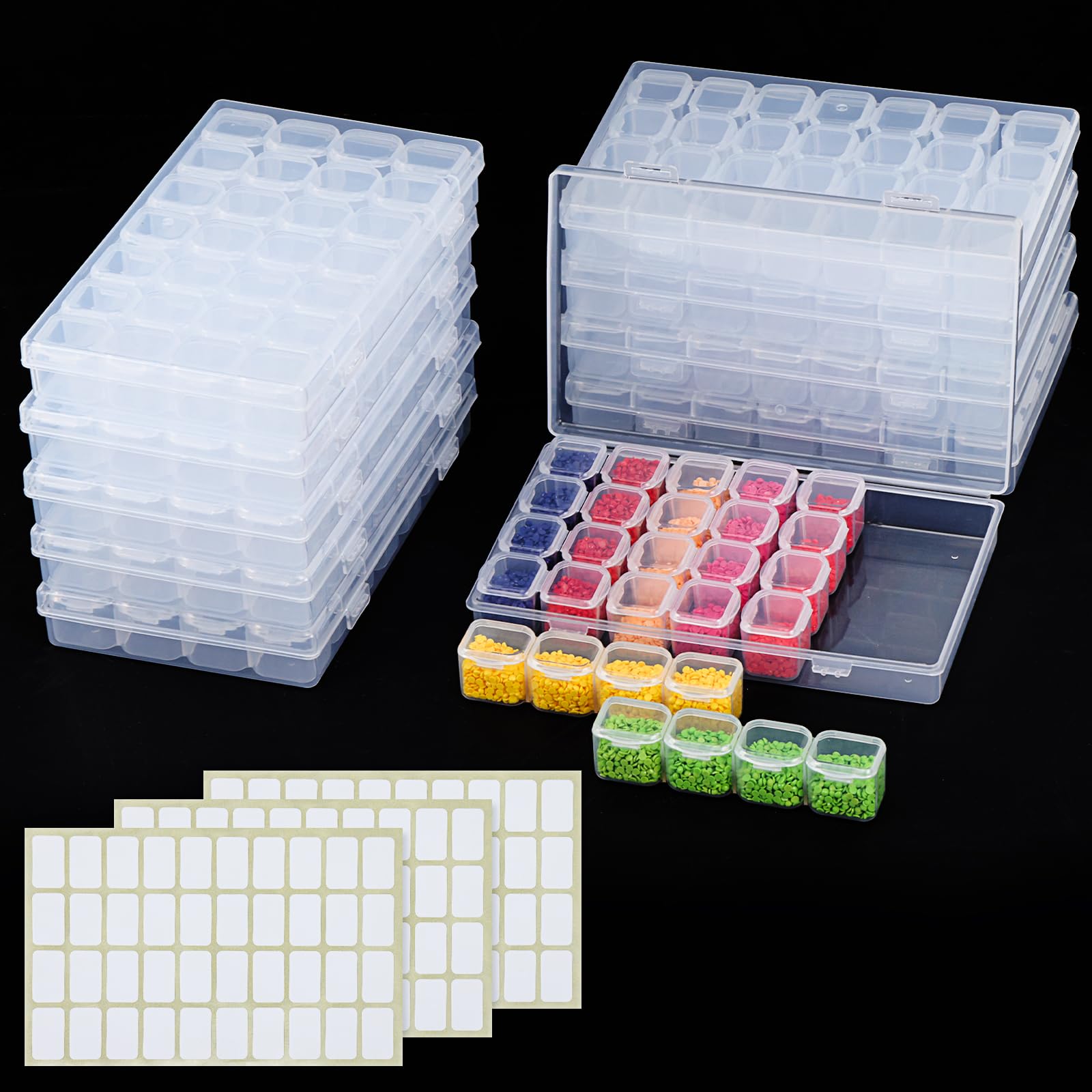 SGHUO 280 Slots 10pcs 28 Grids Diamond Painting Boxes Plastic Organizer, Bead Organizer