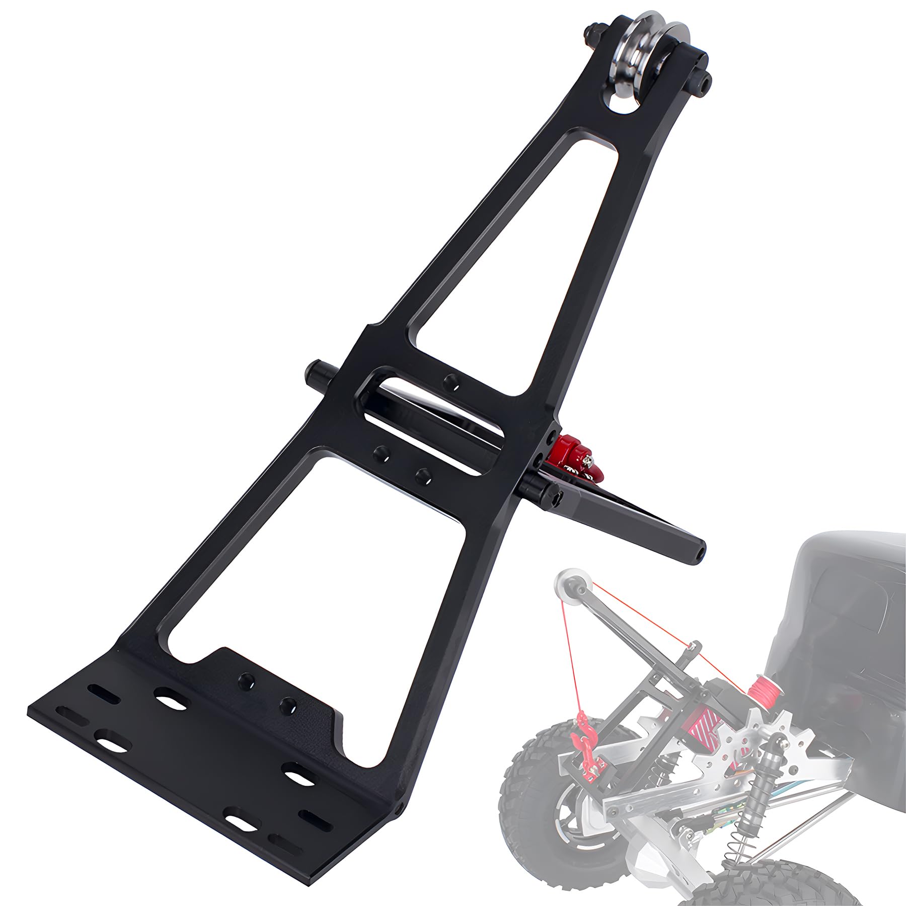 Photo 1 of AMK 1/10 Scale Winch Double Stent Rescue Truck Tow Crane Arm Wrecker Kit, RC Truck and Tow Build Kit Updates, for 1/10 RC Crawler and Trailer SCX10 TRX4 Capra LCG Chassis DIY Build Updates (Black)